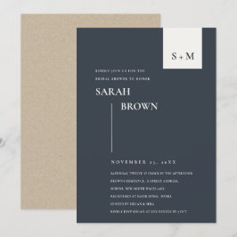 SCANDI SCHWARZ-WEISS MONOGRAM BRAUTPARTY INVITE DANKESKARTE