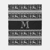 Scandi schwarzes und graues Ren-norwegisches Fleecedecke (Vorderseite)