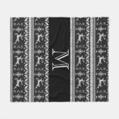 Scandi schwarzes und graues Ren-norwegisches Fleecedecke (Vorderseite (Horizontal))