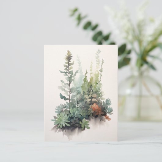 Scandi Succules - Digitales Wasserfarbenposter Postkarte (Stehend Vorderseite)