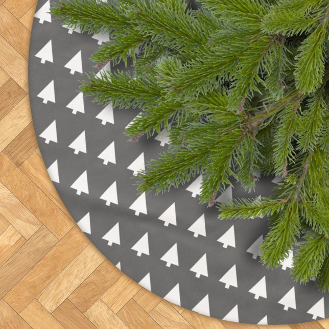 Scandi Tree Muster | Minimalistisch Schwarz/Weiß Polyester Weihnachtsbaumdecke