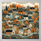 Scandi Village at Fall Art Poster (Vorne)
