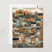 Scandi Village at Fall Art Postkarte (Vorne/Hinten)