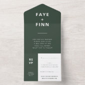 Scandi Wedding | Dunkelgrüne Moos Minimalistische  All In One Einladung (Innen Boden)