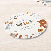 Scandi Wild Tropical Woodland Animals Baby Dusche Runder Pappuntersetzer (Angewinkelt)