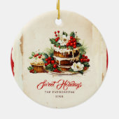 Scandi Winter Foliage Wasserfarbe Frohe Weihnachte Keramik Ornament (Hinten)