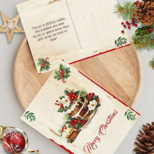 Scandi Winter Foliage Wasserfarbe Frohe Weihnachte Postkarte