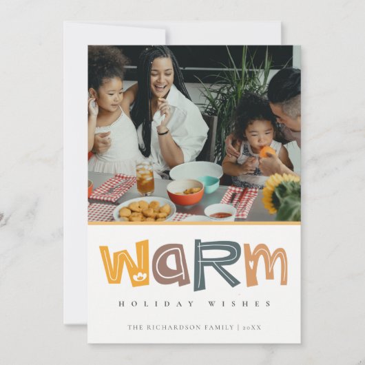 Scandi Yellow Gray Foto Warme Wünsche Weihnachten (Vorderseite)