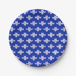 SCANDIA BLAUE STRICK 7" Rundpapier-Teller Pappteller