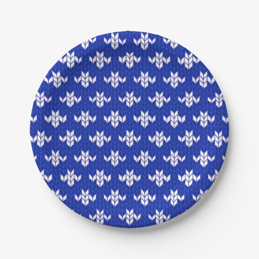 SCANDIA BLAUE STRICK 7" Rundpapier-Teller Pappteller (Vorderseite)