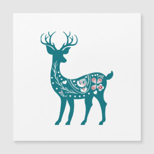 Scandia Christmas Red and Blue Nordic Deer Scandia Magnetkarte