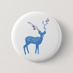 Scandia Fox Deer Christmas Scandivian Nordic Button