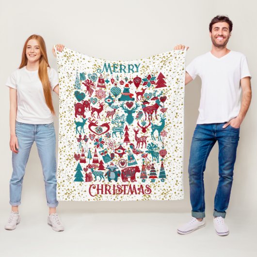 Scandia Frohe Weihnachtssymbole Skandinavien Fleecedecke (Beispiel)