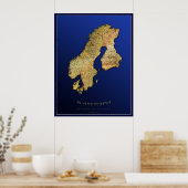SCANDINAVIA MAP Art Poster I (Küche)