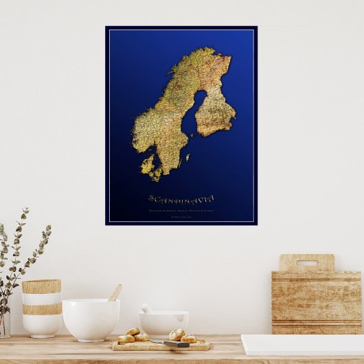 SCANDINAVIA MAP Art Poster I (Küche)