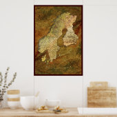 SCANDINAVIA MAP Art Poster II (Küche)