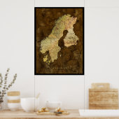 SCANDINAVIA MAP Art Poster III (Küche)