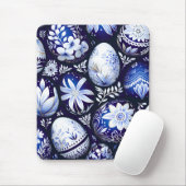 Scandinavian Blue Easter Egg Spring Floral Mousepad (Mit Mouse)