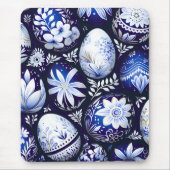 Scandinavian Blue Easter Egg Spring Floral Mousepad (Vorne)