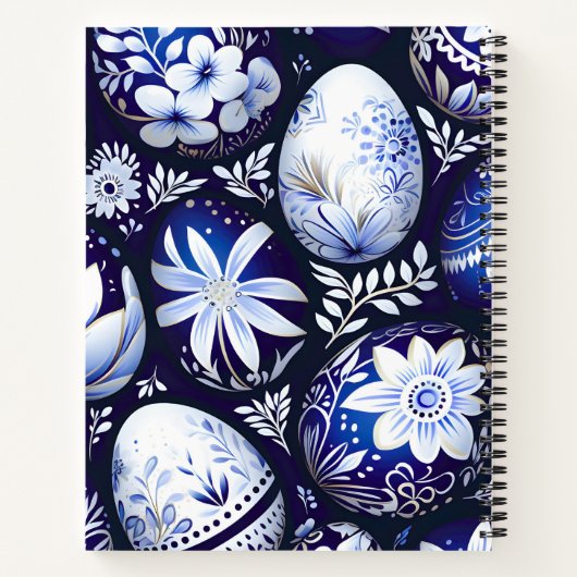 Scandinavian Blue Easter Egg Spring Floral Notizblock (Rückseite)