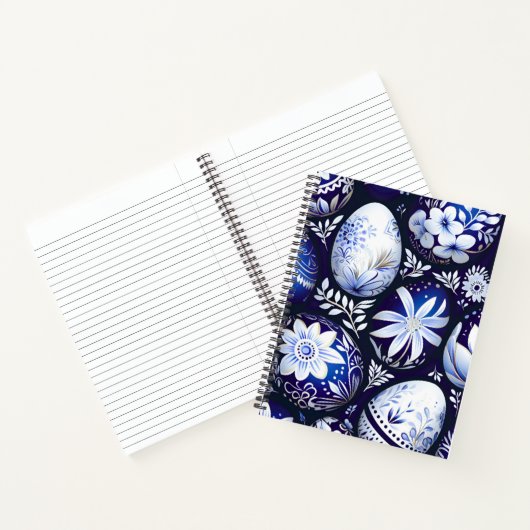 Scandinavian Blue Easter Egg Spring Floral Notizblock (Innenseite)