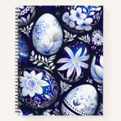 Scandinavian Blue Easter Egg Spring Floral Notizblock (Vorderseite)