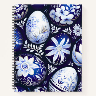 Scandinavian Blue Easter Egg Spring Floral Notizblock