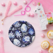 Scandinavian Blue Easter Egg Spring Floral Pappteller (Party)