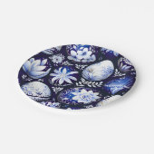 Scandinavian Blue Easter Egg Spring Floral Pappteller (Schrägansicht)