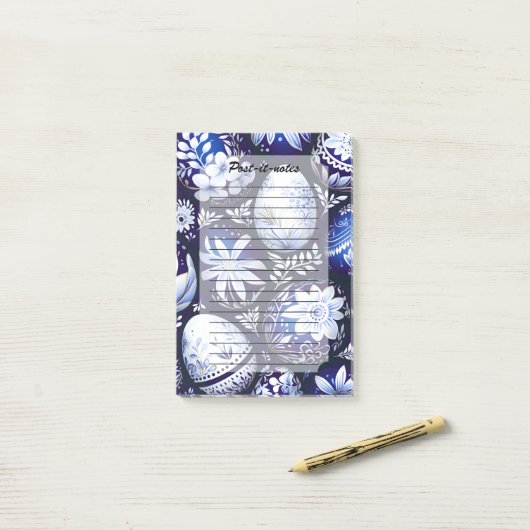 Scandinavian Blue Easter Egg Spring Floral Post-it Klebezettel (Auf Schreibtisch)