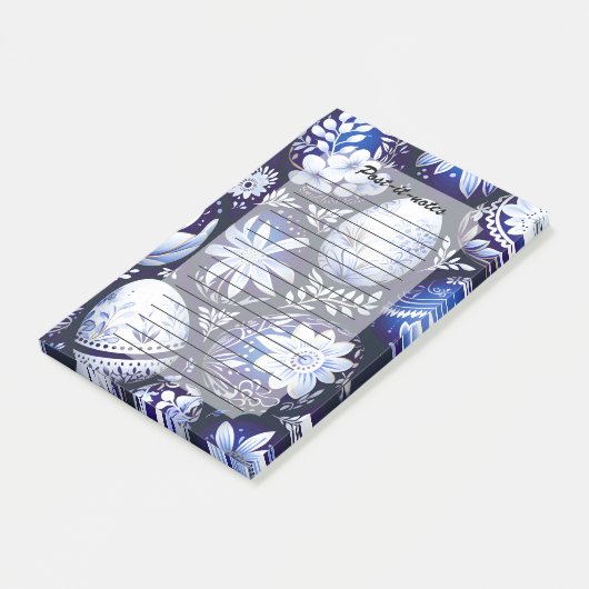 Scandinavian Blue Easter Egg Spring Floral Post-it Klebezettel (angewinkelt)