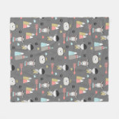 Scandinavian Boho Wilderness Dark Gray Fleecedecke (Vorderseite (Horizontal))