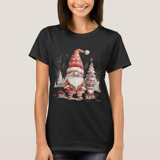 Scandinavian Christmas Gnome Red Berries T Shirt (Vorderseite)