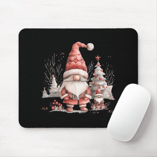 Scandinavian Christmas Gnome Red Berries T Shirt Mousepad (Mit Mouse)