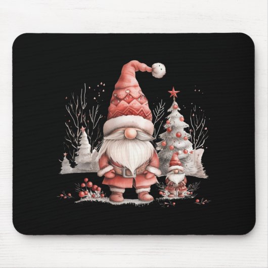 Scandinavian Christmas Gnome Red Berries T Shirt Mousepad (Vorne)