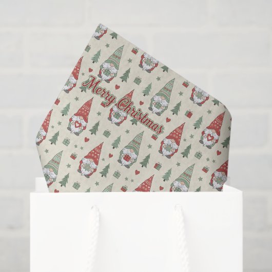 Scandinavian Christmas Gnome Tissue Paper Seidenpapier (Geschenktüte)