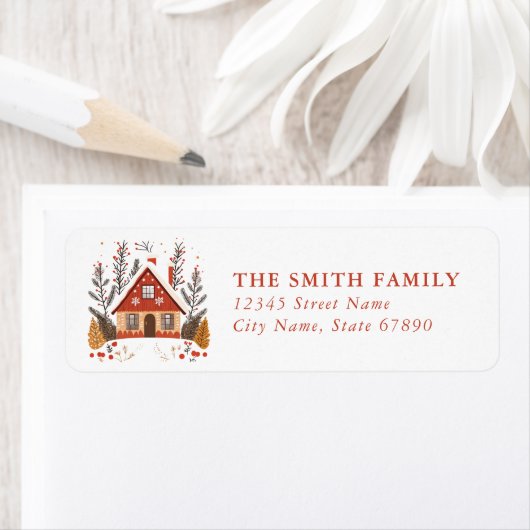 Scandinavian Christmas House Return Address Labels (Insitu)