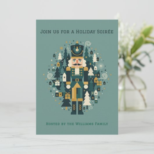 Scandinavian Christmas Nutcracker Einladung (Stehend Vorderseite)