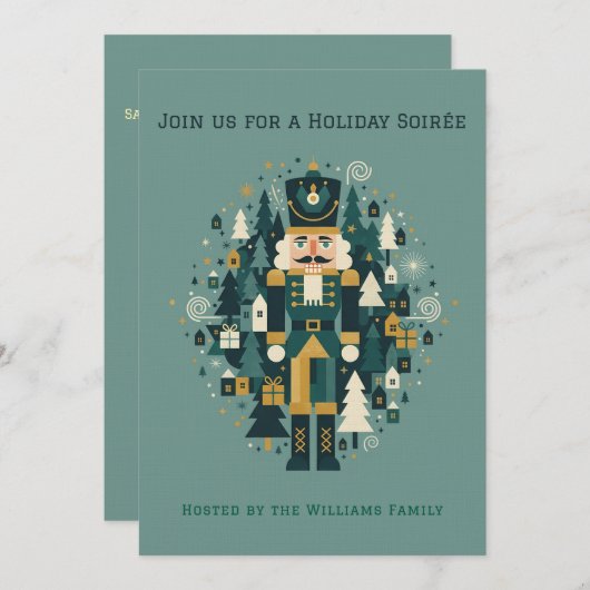 Scandinavian Christmas Nutcracker Einladung (Vorne/Hinten)