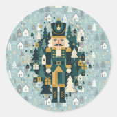 Scandinavian Christmas Nutcracker Runder Aufkleber (Vorderseite)