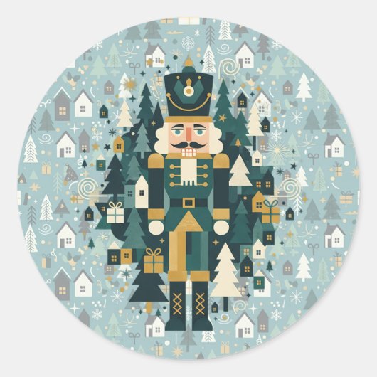 Scandinavian Christmas Nutcracker Runder Aufkleber (Vorderseite)