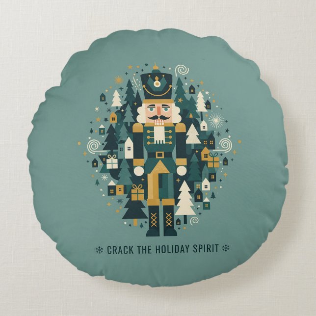 Scandinavian Christmas Nutcracker Rundes Kissen (Vorderseite)