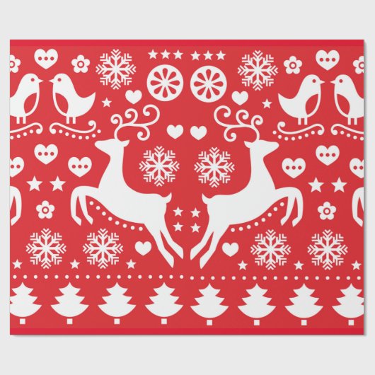SCANDINAVIAN CHRISTMAS PATTERN GIFT WRAPPING GESCHENKPAPIER (Flach)