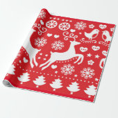 SCANDINAVIAN CHRISTMAS PATTERN GIFT WRAPPING GESCHENKPAPIER (Ungerollt)