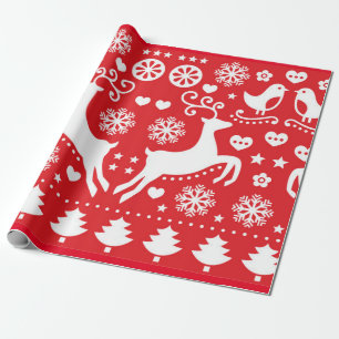 SCANDINAVIAN CHRISTMAS PATTERN GIFT WRAPPING GESCHENKPAPIER