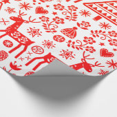 SCANDINAVIAN CHRISTMAS PATTERT ROT UND WEISS GESCHENKPAPIER (Ecke)