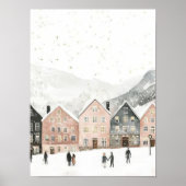 Scandinavian Christmas Print Norway Illustration  Poster (Vorne)