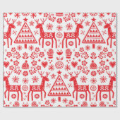 SCANDINAVIAN CHRISTMAS RED PATTERS GESCHENKPAPIER (Flach)
