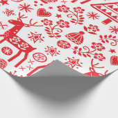 SCANDINAVIAN CHRISTMAS RED PATTERS GESCHENKPAPIER (Ecke)