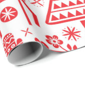 SCANDINAVIAN CHRISTMAS RED PATTERS GESCHENKPAPIER (Rolleneckpunkt)